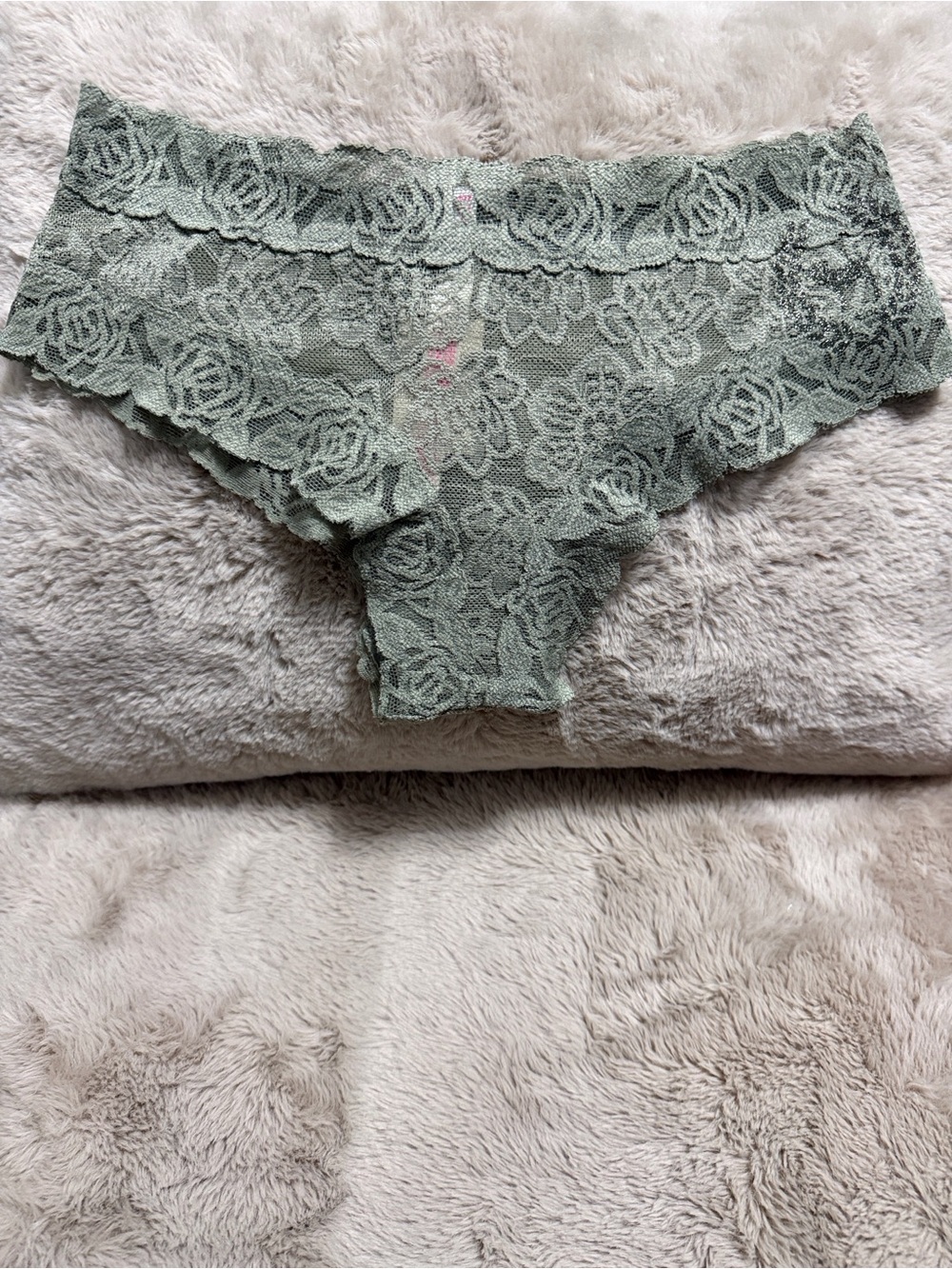 PINK Victoria's Secret Lace Hipster Panty in Sage Green